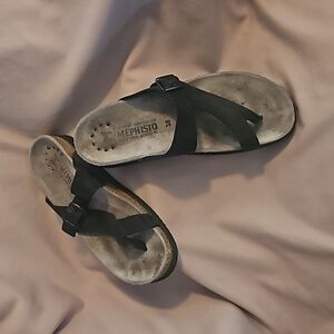 Mephisto Air Relax Toe Loop Sandals - Size 38 - Cork Footbed with Reflex Area